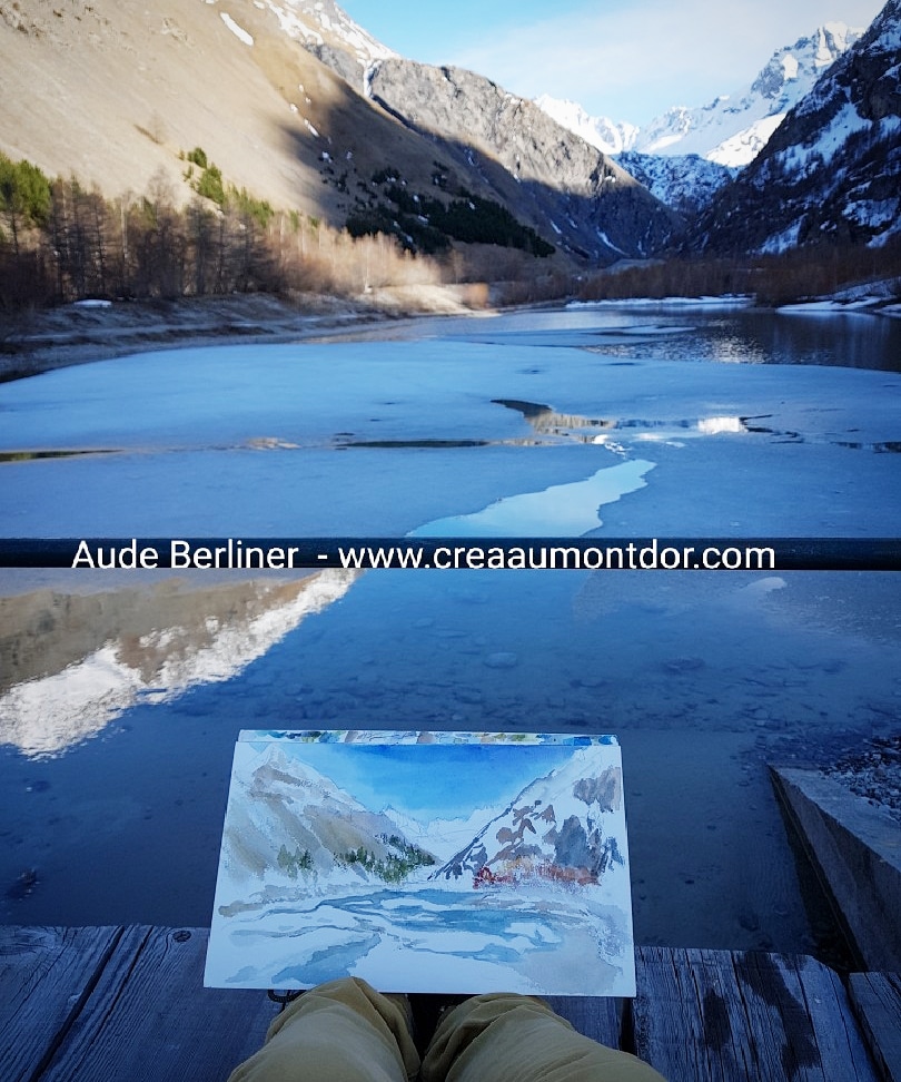 croquis carnet de voyage montagne à la Meije la Grave